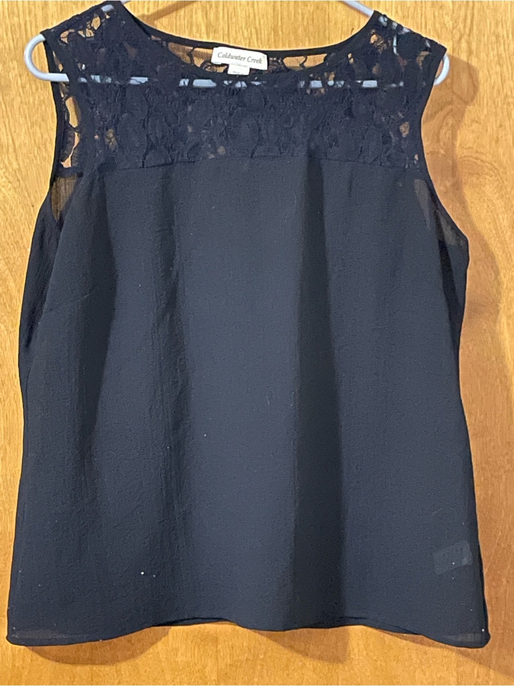 Coldwater Creek Black Lace Yoke Sleeveless Camisole